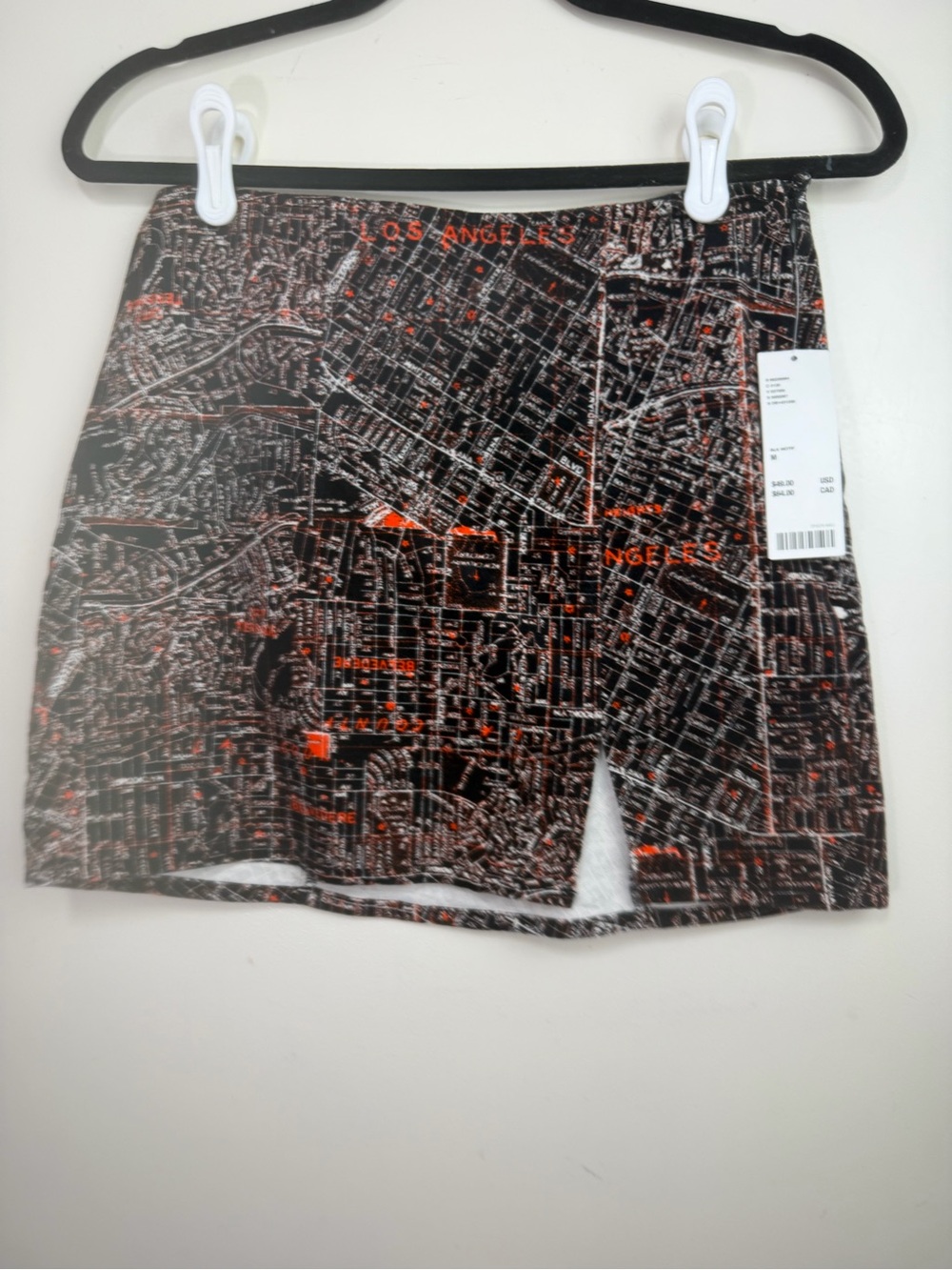 Urban Outfitters UO Black Orange Marni Map Printed Corduroy Mini Skirt Sz M NWT